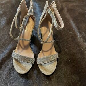 Top‎ Moda Rhinestone Heels Ankle Strap Party Sparkly Shoes 7.5